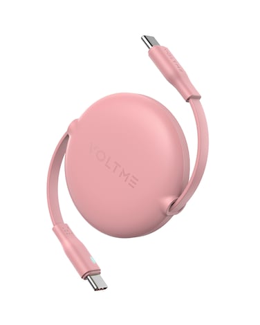 Retractable USB C Cable 【1m】, PD 100W Retractable USB C to USB C Fast Charging Data Cable , USB C Retractable Phone Charger Cable for iPhone 15/Pro/Plus/Pro Max/MacBook/iPad Pro/Samsung S24 - Pink