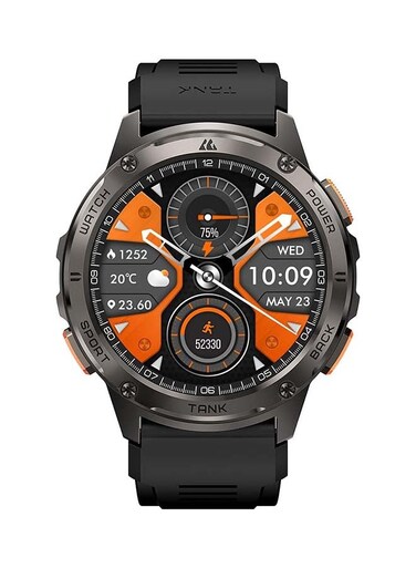 Kospet Tank T3 Smart Watch - 1.43" Amoled Display, 5ATM Water resistant, 130+ Sports Modes, Rugged Design Black- International Version