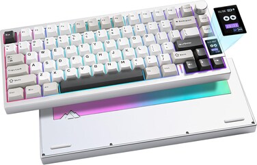 YUNZII AL80 Wireless Mechanical Keyboard, Full Aluminum CNC, Smart LCD Display, Hot Swappable Gasket 75% Layout with Knob, BT/2.4G/USB-C,QMK/VIA Support for Win/Mac (Silver, Gateron Zero Switch)