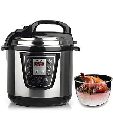 RAF 6L Electric Pressure Cooker 1000W   LED Touch Digital Rice &amp; Pressure Cooker   One-Touch Presets with 24-Hour Appointment Timer   Multi-Function Electric Cooker &amp; Steamer