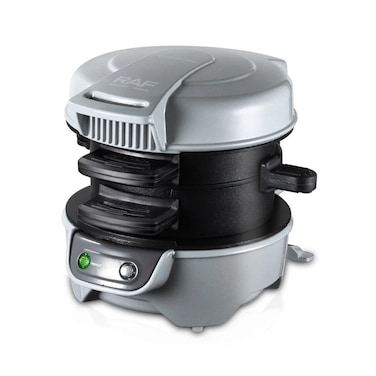 RAF Electric Burger Maker R666,  Electric Panini Press with Egg Ring, Non-Stick Plates, Cool Handle perfect for homemade burgers, sandwiches and more