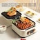 RAF 3-in-1 Electric Grill Hot Pot with Double Pan Frying, Dual Temperature Control, Non-Stick Coating, Foldable 180&deg; Design, Tempered Glass Lid, Korean BBQ &amp; Family Dining Cooker
