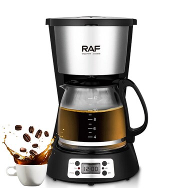 RAF Coffee Maker 1000W   Drip Coffee Machine with 1.5L Water Reservoir &amp; Glass Carafe   Programmable Digital Timer, Auto-Drip &amp; One-Touch Operation for Home &amp; Office