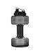 Water Bottle 2.5L Dumbbell Shaped Sport Drink Exercise Gym Protein Shake Weight Cup (Black)