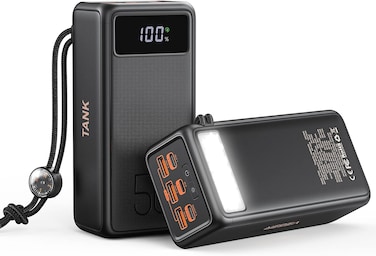 VEGER Power Bank 56000mAh, 130W PD/QC3.0 Portable Charger High Capacity Fast Charging USB C Battery Pack with Cables &amp; LED Display and 3 gear Strong Flashlights &amp; Compass for Outdoors
