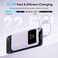 Kuulaa Power Bank with Built-in Cable 10000mAh 22.5W Fast Charging, Portable Charger Battery Pack, Mini Powerbank Compact &amp; Lightweight Compatible with iPhone Android Galaxy Google Pixel - Purple