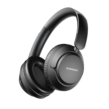 Riversong Rhythm M6 Over-Ear Wireless Headphones with Foldable Design, 25 HR Playing time, 360 Degree Stereo Sound, Noise Cancellation, Memory Form, AUX Cable Headphone, Black