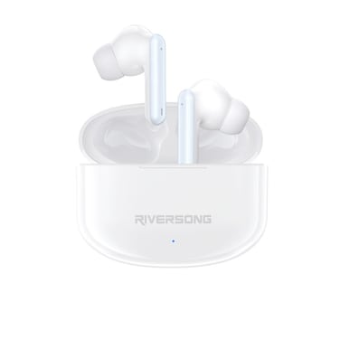 RIVERSONG Airfly L8 Wireless Earbuds, HD Stereo Sound, Voice Assistant, Sweatproof IPX5 TWS, 10M connection Distance, 30Hrs Playback time, Charging Case, White