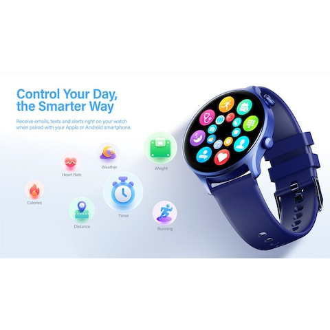 Riversong Motive 7C Calling Smart Watch, 1.52 Inch Display, 100+ Sports Modes, AI Voice Assistant, 24h Health Management, IP68 Waterproof &amp; More, Black