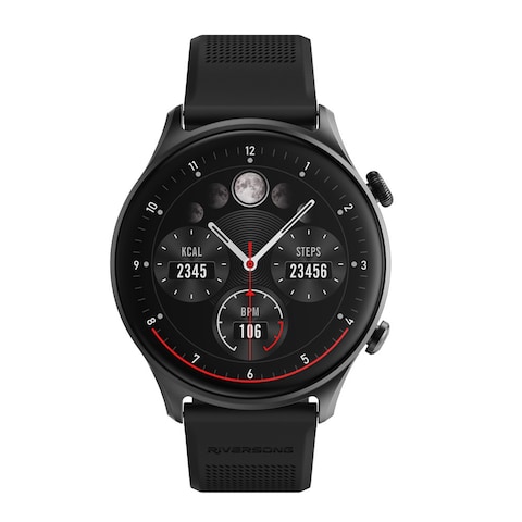 Riversong Motive 7C Calling Smart Watch, 1.52 Inch Display, 100+ Sports Modes, AI Voice Assistant, 24h Health Management, IP68 Waterproof &amp; More, Black