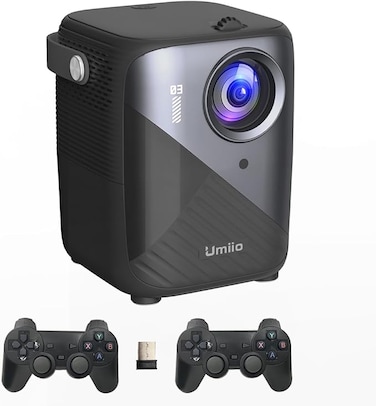 Umiio A011 Q3 Pro WiFi Bluetooth Game Projector 4K Home Theater Video Player Projector with Dual Wireless Game(Black)