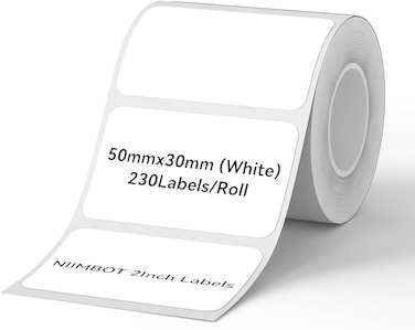 NIIMBOT B21 B3S Labels, (50x30mm) Thermal Sticker Label, Waterproof, Oil-Proof and Tear-Proof NIIMBOT Labels, 1 Roll of 230 Self-Adhesive Thermal Labels (White)