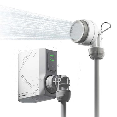 Flextail Tiny Shower, World&rsquo;s Smallest Portable Outdoor Shower, 200g Ultra-Light, 70-Min Runtime, 1.32 gal/min Flow, IPX7 Waterproof, Works with Warm Water