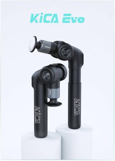 KiCA Evo Professional Foldable Heated Percussion Muscle Massage Gun, 90mm Extendable and 113 Unfolding, with 6 Types of Massage Heads