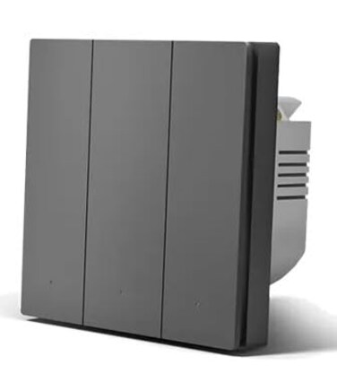 Aqara H1 Smart Wall Switch, No Neutral, Zigbee 3.0, Round Wall Box Support, Wireless Switch Conversion, Triple Rocker, 3W Min Power,  BLACK