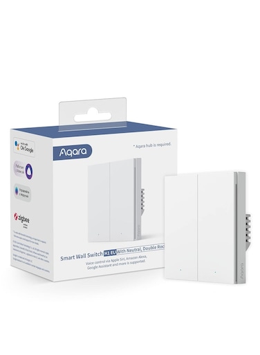 Aqara Smart Wall Switch H1 EU with Neutral, DOUBLE Rocker WS-EUK04 - WHITE