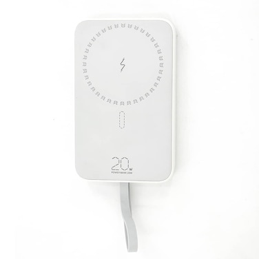 باور بانك VYVY Labs بشاحن سريع 10000 مللي أمبير في الساعة مع حامل وكابل من النوع C - أبيض