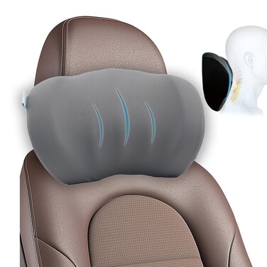 وسادة مسند الرأس سريعة الجفاف VYVYLabs Drive Ease Series 3D Curve Car Seat Headrest Neck وسادة - VJYTZ - رمادي