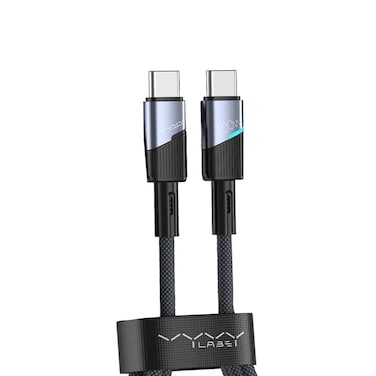 كابل شحن سريع 100 واط من النوع C إلى النوع C بطول 2 متر وسرعة نقل 480 ميجابت في الثانية VYVY Labs VCJLCC101 - أسود ورمادي