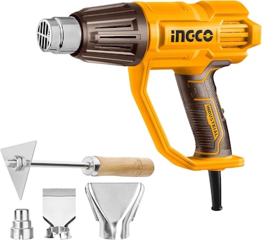INGCO Heat Gun 2000W &ndash; Variable Temp Hot Air Tool with Nozzles &amp; Scraper   Model HG200078