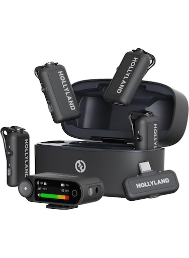 Hollyland LARK MAX 2 Combo-4 Person Version, Wireless Lavalier Microphone, Tailored for Multi-Person Shooting Scenarios, Microphone for Camera, iPhone, Android, (4TX + 2RX+ Charging Case)