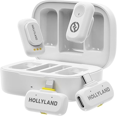 Hollyland LARK A1 Combo Wireless Microphone for iPhone &amp; Android &ndash; 3-Level Noise Cancellation, Magnetic Clip Mic, 200m Range, Studio-Grade Sound