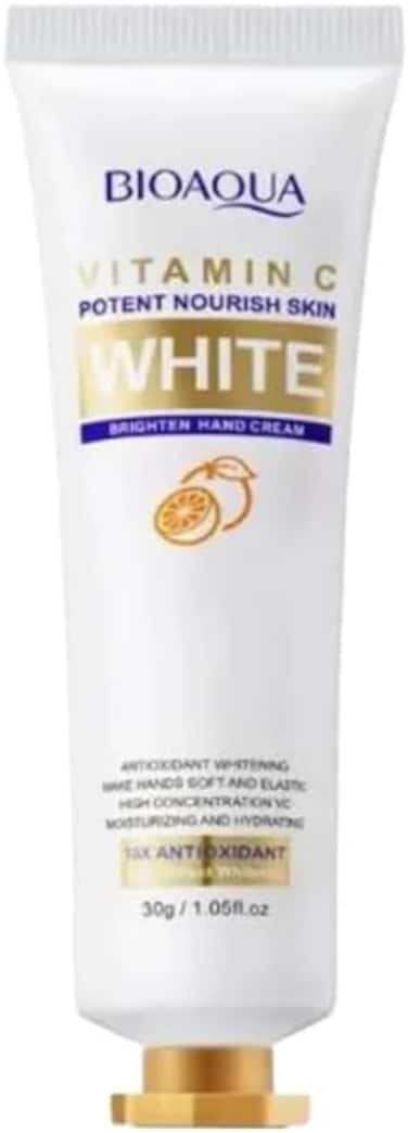 BIOAQUA Vitamin C Hand Cream for Dry Hands, White Brighten Moisturizing Hand Cream with High Concentration VC, Antioxidant Hydrating Repair Cream for Soft Smooth Hands, 30g