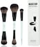 Jessup Face Makeup Brushes 3pcs Double Ended Makeup Brush Set for Foundation Contour Blush Highlight and Concealer Brush, Premium Vegan Brush Set Bright Cyan T503