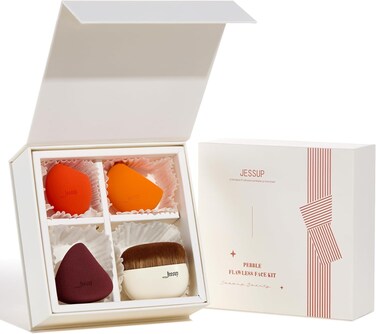Jessup Makeup Sponge Set 4pcs, 3pcs Make up Sponges, 1pc foundation brush, Soft Beauty Face Foundation Powder Makeup Blender Concealer Gift Packaging T505