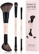 Jessup Travel Makeup Brushes Set 6-in-3 Double Sided Contour Brush Dual Ended Eyeshadow Brush Shader Eyeliner Brush, Multi-functional Brush Set Make up Peach Dust T507