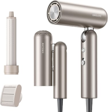 Dreame Pocket High Speed Hair Dryer, 3 Folding Shapes, 300g, 110, 000 RPM Motor, 57&deg;C Constant Temperature, 40 Seconds Drying, Gold