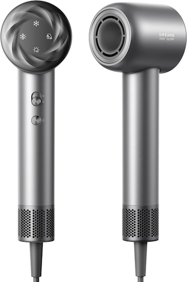 Dreame Glory Mix High-Speed Hair Dryer, 110,000 RPM Brushless Motor, 300 Million Negative Ions/cm&sup3;, NTC Temp Control, 3 Magnetic Nozzles, Ultra Lightweight 336g, Black