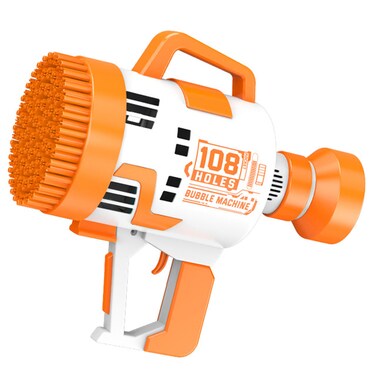 Little Story - 108 Holes Bubble Machine Gun wt Light / Bubble Maker for Kids Indoor &amp; Outdoor - Orange