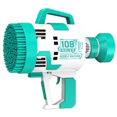 Little Story - 108 Holes Bubble Machine Gun Battery Operated wt Light / Bubble Maker for Kids Indoor &amp; Outdoor - Cyan