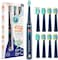 SEAGO Kids Electric Toothbrush, Rechargeable Sonic Soft Bristle Toothbrushes with 8 Brush Heads, DIY Stickers and 5 Modes, Ideal for Kids and Children, Ages 3&ndash;12(Navy)
