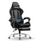GTPLAYER #1 USA Gaming Chair, Ergonomic High Back Reclining &amp; Height Adjustable PU Leather Computer Chairs with Massage Cushion, Adjustable Neck &amp; Lumbar Support, Armrests, Footrest (Black)