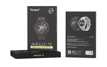 TELZEAL AMOLED T6 SMARTWATCH, 30M Depth Waterproof, Black Set Display