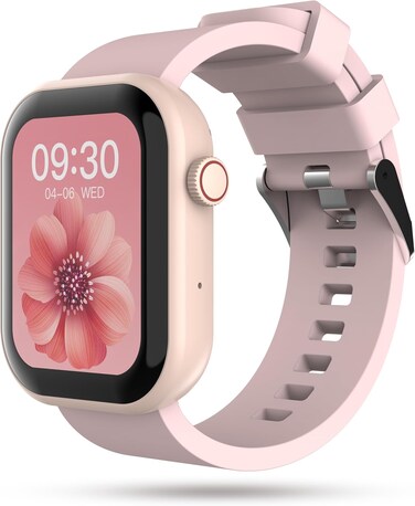 G-Tab GLS1 Smartwatch for Women &ndash; Bluetooth Fitness Tracker, Heart Rate Monitor, Sleep &amp; Stress Tracking, IP68 Waterproof, 1.75" Touch Screen, Multi-Sports Modes, Step Counter, iOS &amp; Android Pink