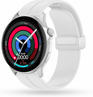 G-Tab GTR4 Smartwatch &ndash; 1.39&rdquo; IPS Touch Display, 23 Sports Modes, Heart Rate &amp; SpO₂ Monitor, Bluetooth 5.2, AI Voice Assistant, 1ATM Water Resistant, Magnetic Strap, Android &amp; iOS Compatible White
