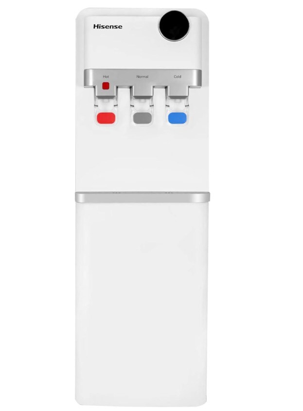 Hisense Water Dispenser- Top Loading, WaterFast Flow, 3 Taps for Hot Cold and Normal Temperature, 3.3 Liters Large ColdWater Tank, White H96WDTW3S2