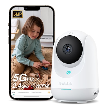 Botslab C222 Indoor Cam 2K Smart Home Security Camera, 360&deg; View, Wi-Fi Connectivity, Human &amp; Motion Detection, Night Vision Baby Monitor, Works with Google Assistant, White
