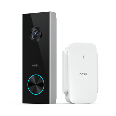 AOSU Video Doorbell Wireless, 2K HD Doorbell Camera Wireless,Battery-Powered Doorbell Camera,2.4GHz Wi-Fi,Human Detection,120-Day Battery Life,Video Calling,Voice Changer,Work with Alexa