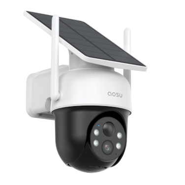 AOSU Solar Camera Security Outdoor - 100% Wire-Free Security Cameras Wireless Outdoor for Home Surveillance with Fixed Solar Panel, 360&deg; Panoramic View, Human Auto Tracking, 2K Color Night Vision