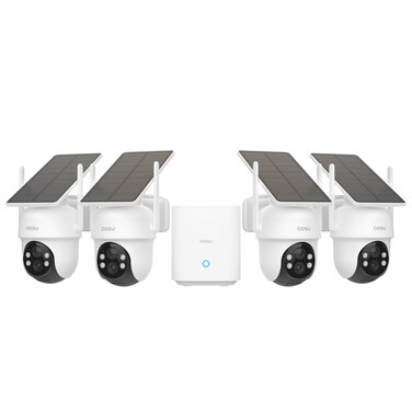 AOSU Security Cameras Outdoor Wireless, 4 Cam-Kit, No Subscription, Solar-Powered, Home Security Cameras System with 360&deg; Pan &amp; Tilt, Auto Tracking, 2K Color Night Vision, Easy Setup, 2.4 &amp; 5GHz WiFi