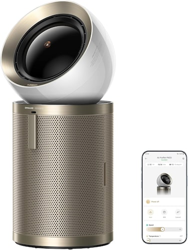 Dreame PM20 Air Purifier, Clean Air Cooling for Home with Enviro Detect, HEPA Filter &amp; Formaldehyde Filtration, Dual-Flow Modulation, UVC Light &amp; Ion, LCD &amp; App Control, 2 Year Warranty