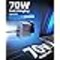 Moxedo Volton II 70W Fast Charger with USB-A, 2x USB-C Ports, 3-in-1 Wall Charging Hub PD 3.0 Fast GaN Charger UK Plug- Charge 3 devices simultaneously - Phone, Laptop, Tablet