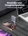 Moxedo Volton II PD GaN Desktop Charger 300W PD 3.1 PPS 5 USB-C and 1 USB-A Port with 1.2 Meter Power Cord and Detachable Metal Base.