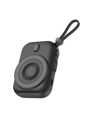 Moxedo Snap-On Wireless Charging Power Bank 8000mAh 15W PD Fast Charging Portable Charger with Built-in USB-C Cable - Black