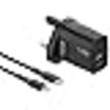 Moxedo Lite 20W GaN Charger USB-A/USB-C Ports Fast Charging PD 3.0 with USB-C to USB-C 1.2 Meter Cable Compatible for iPhone Series, iPad Pro 12.9, 11, MacBook, Samsung Galaxy S24, Pixel and more.