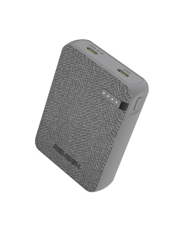 Remson Revo Charge 10000mAh Mini Power Bank 20W Power Delivery Dual USB-C Output with Leather Exterior Design Compatible for iPhone Tablet Samsung - Gray